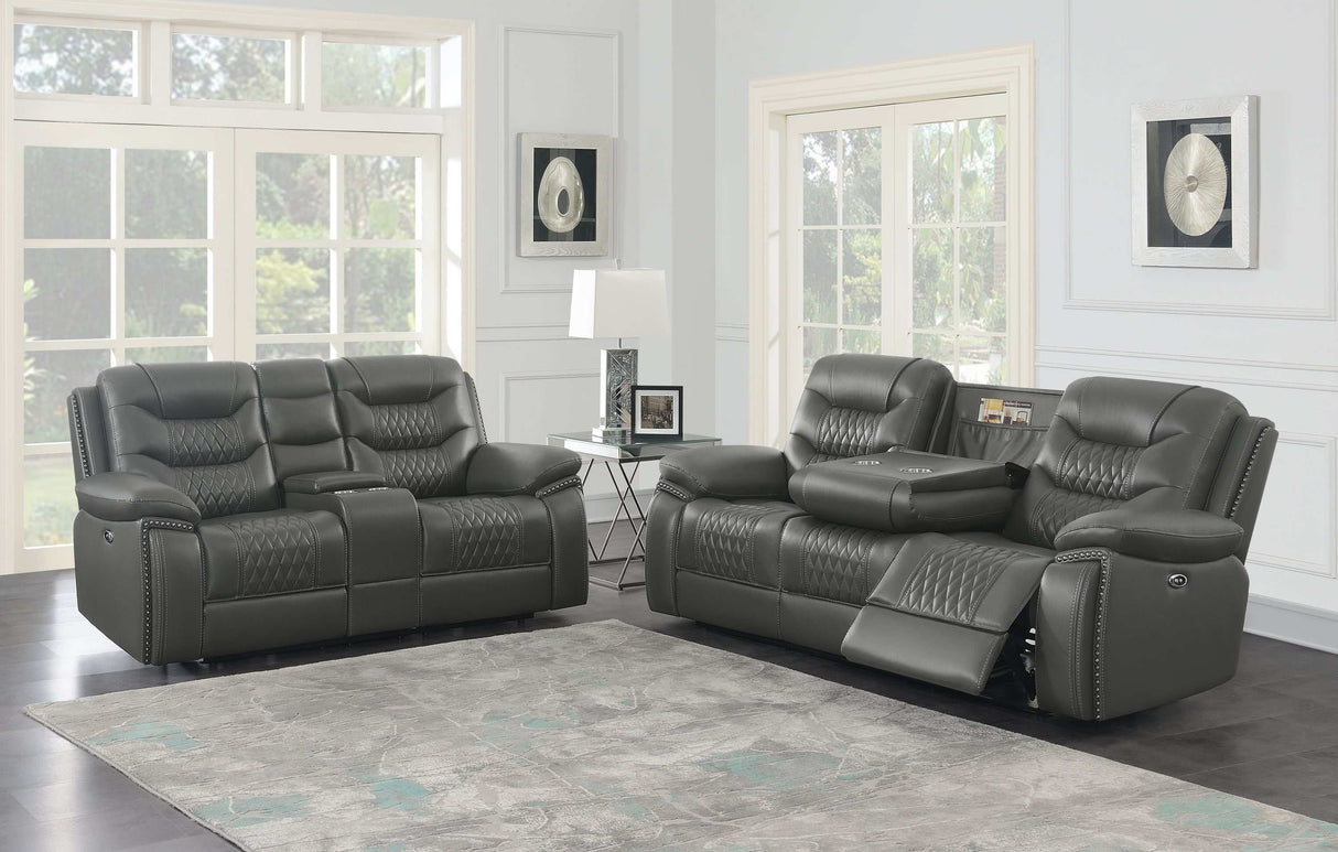 Flamenco Charcoal Power Sofa - Ornate Home