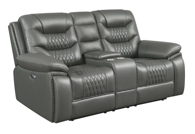 Flamenco - Charcoal - Power Loveseat w/ Console - Ornate Home