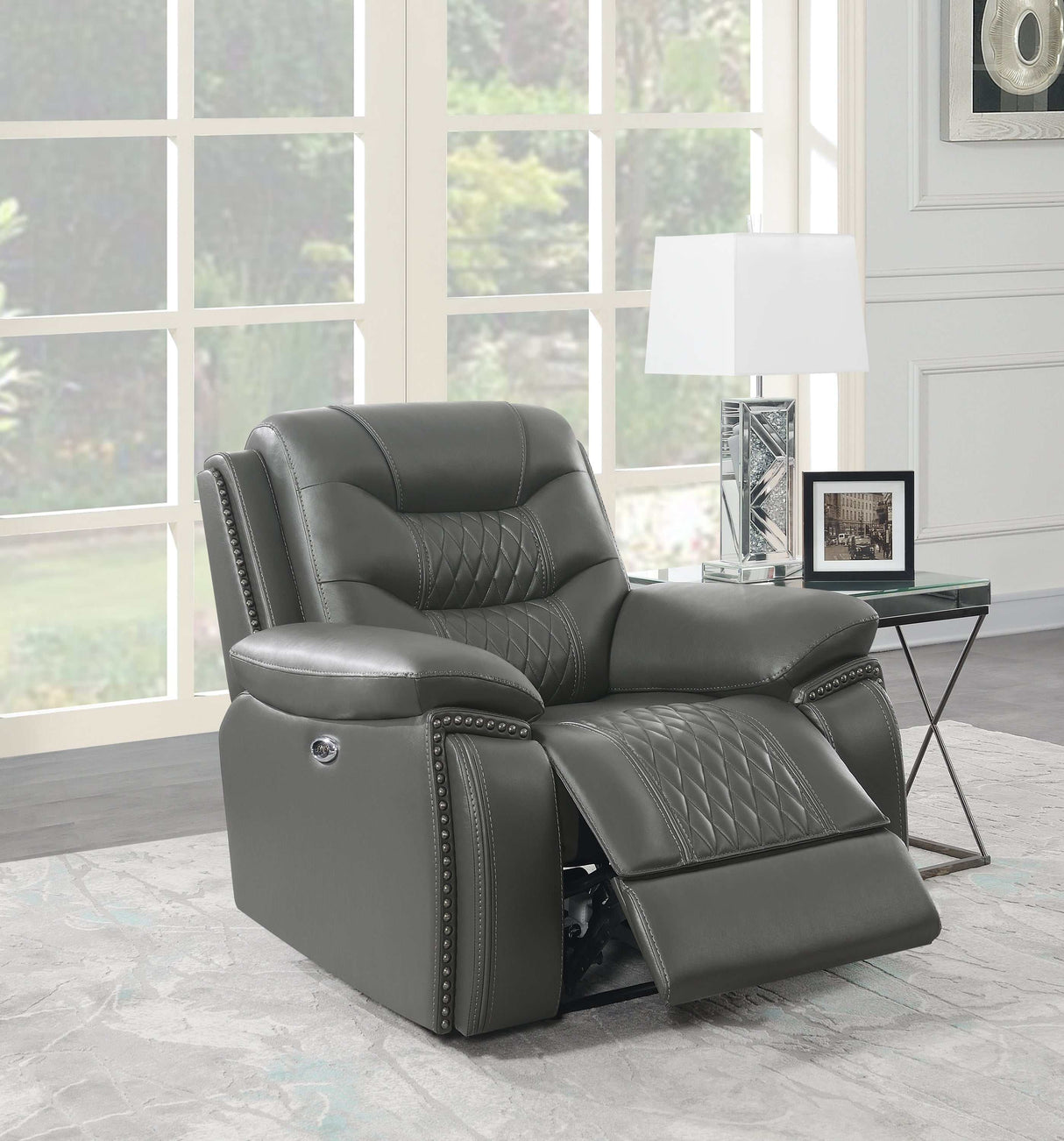 Flamenco Charcoal Power Recliner - Ornate Home