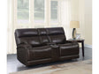 Longport Dark Brown Power Loveseat w/ Console - Ornate Home