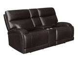 Longport Dark Brown Power Loveseat w/ Console - Ornate Home