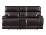 Longport Dark Brown Power Loveseat w/ Console - Ornate Home