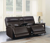 Longport Dark Brown Power Loveseat w/ Console - Ornate Home