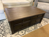 Tyler Creek Grayish Brown/Black Lift Top Coffee Table - Ornate Home