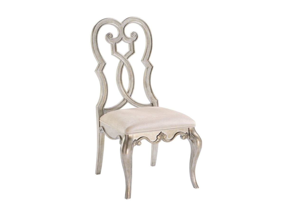 Esteban Ivory Velvet & Antique Champagne Side Chair (Set of 2) - Ornate Home