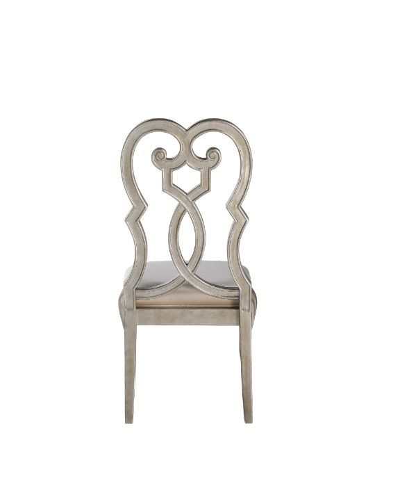 Esteban Ivory Velvet & Antique Champagne Side Chair (Set of 2) - Ornate Home