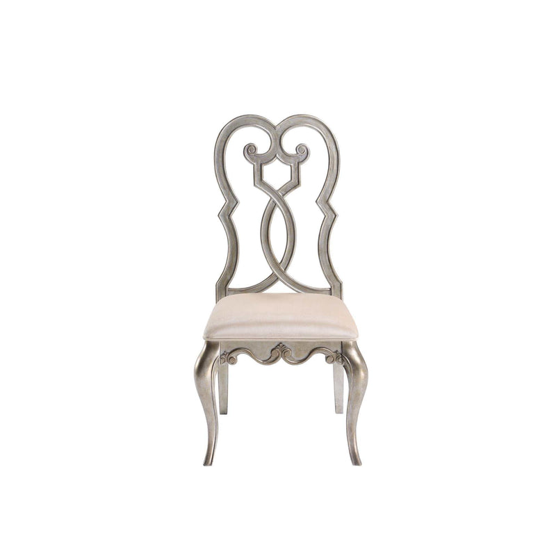 Esteban Ivory Velvet & Antique Champagne Side Chair (Set of 2) - Ornate Home
