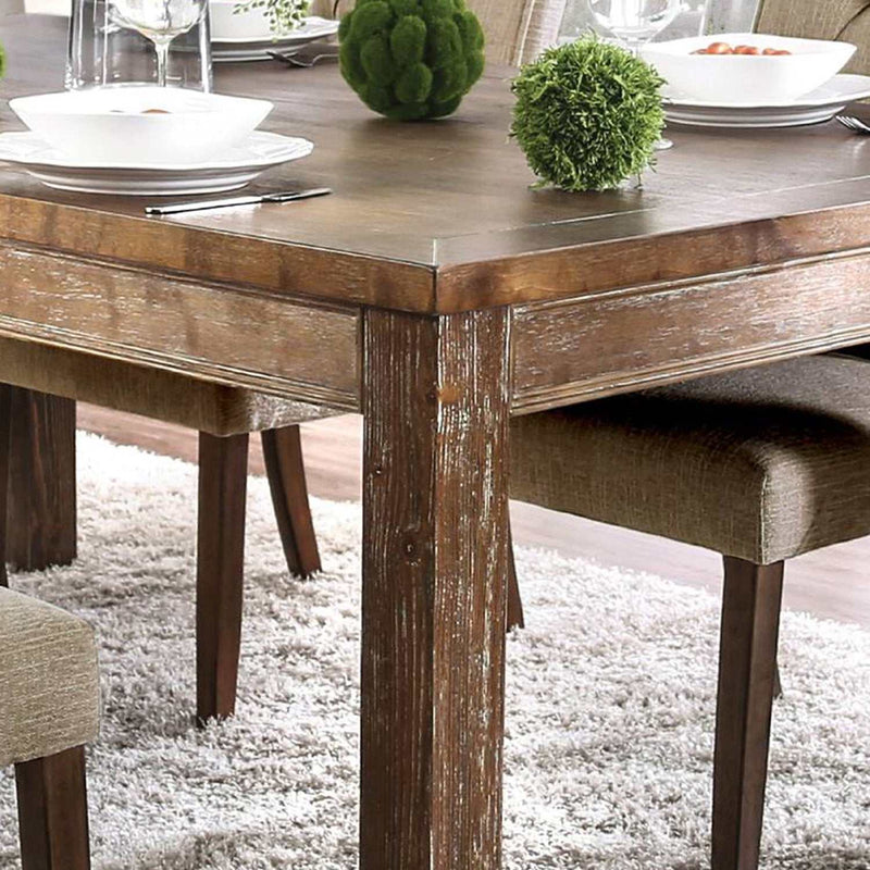Sania I - Rustic Oak & Beige - 7pc Dining Set - Ornate Home
