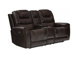 North Dark Brown Power^2 Loveseat w/ Console - Ornate Home