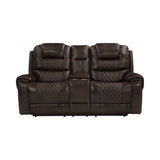 North Dark Brown Power^2 Loveseat w/ Console - Ornate Home