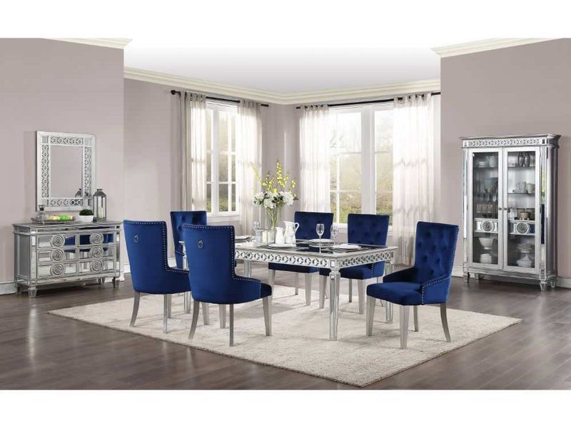 Varian Mirrored & Antique Platinum Dining Room Set / 7pc - Ornate Home