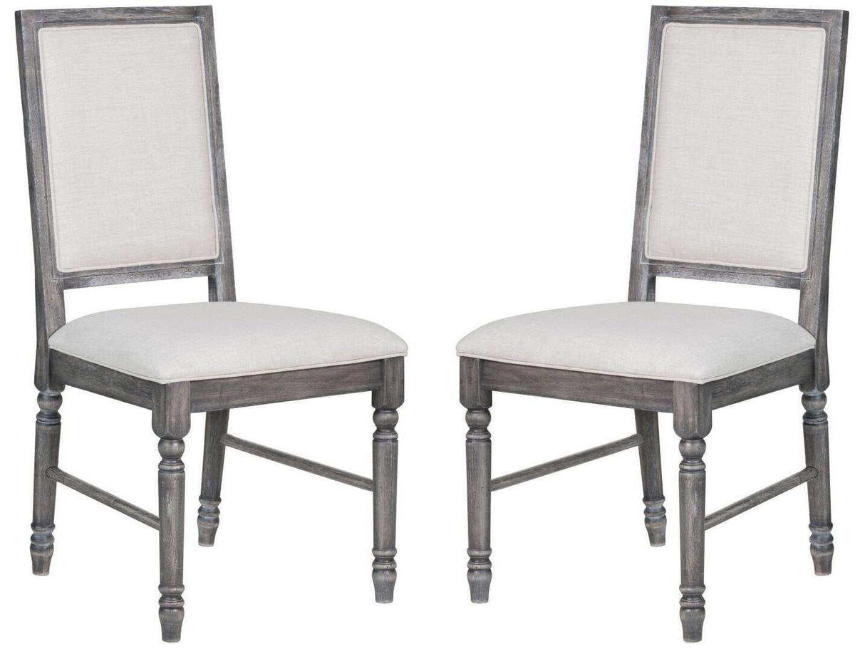 Leventis Cream Linen & Weathered Gray Side Chair (Set of 2) - Ornate Home