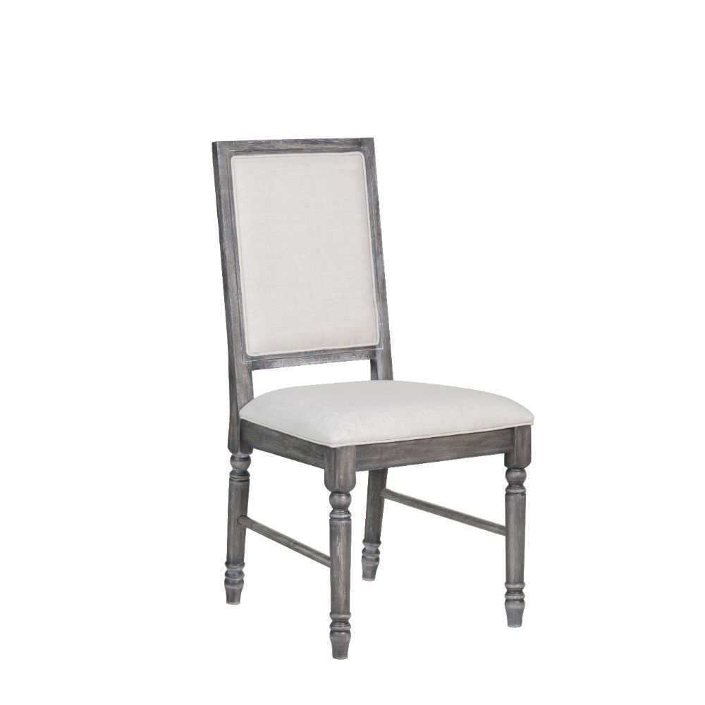 Leventis Cream Linen & Weathered Gray Side Chair (Set of 2) - Ornate Home