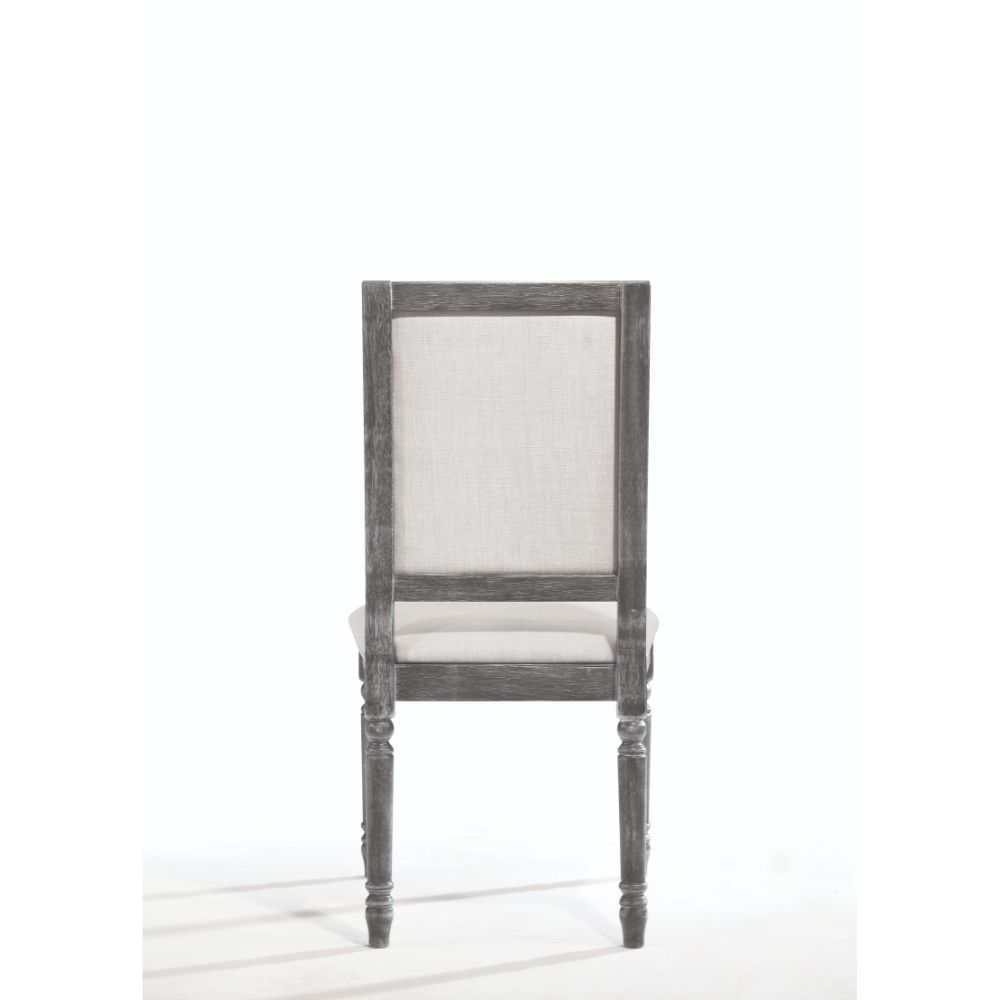 Leventis Cream Linen & Weathered Gray Side Chair (Set of 2) - Ornate Home