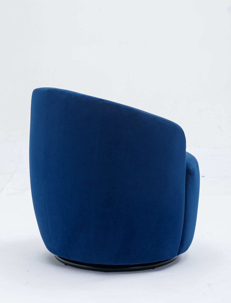 Tule Velvet Swivel Accent Armchair with Metal Ring Detail Blue