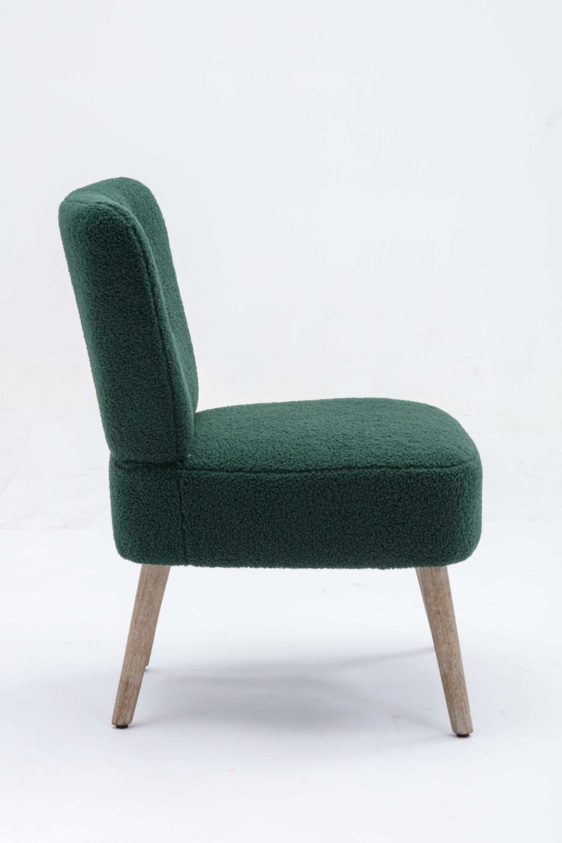 Smithe Teddy Button Accent Slipper Chair Green