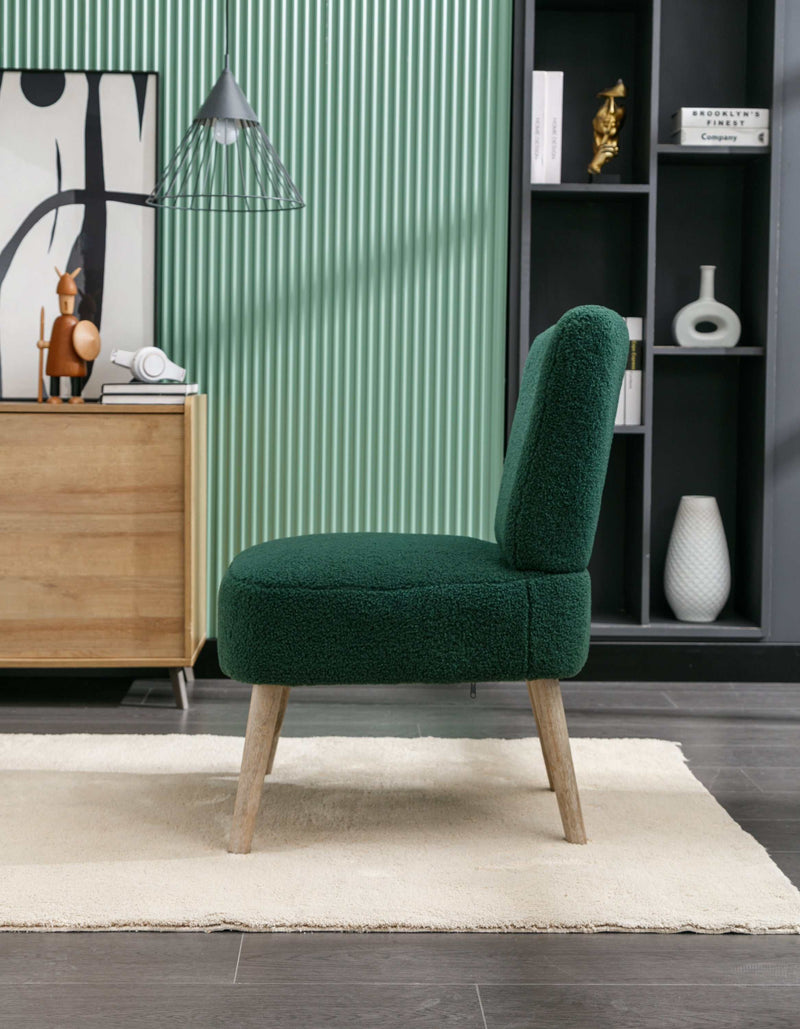 Smithe Teddy Button Accent Slipper Chair Green