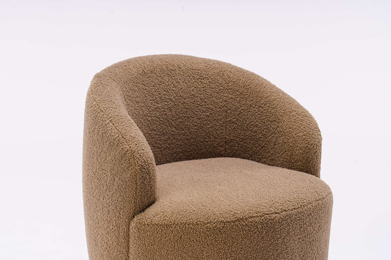 Tule Boucle Swivel Accent Armchair with Metal Ring Detail Coffee Brown