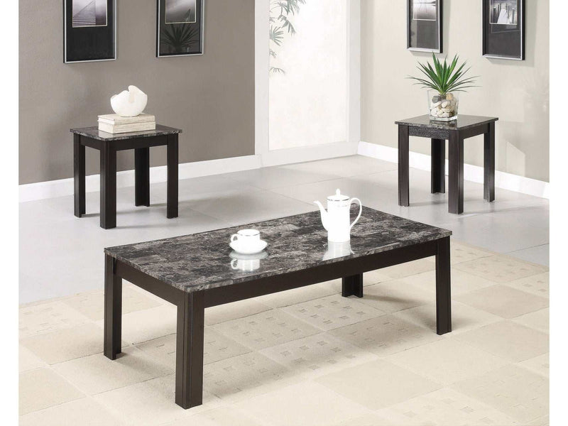 Lemar - Black - 3pc Faux-Marble Top Table Set - Ornate Home