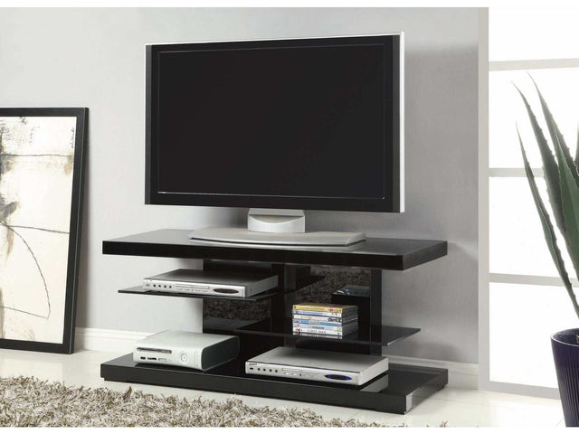 Janna Glossy Black 2 Shelf TV Console - Ornate Home