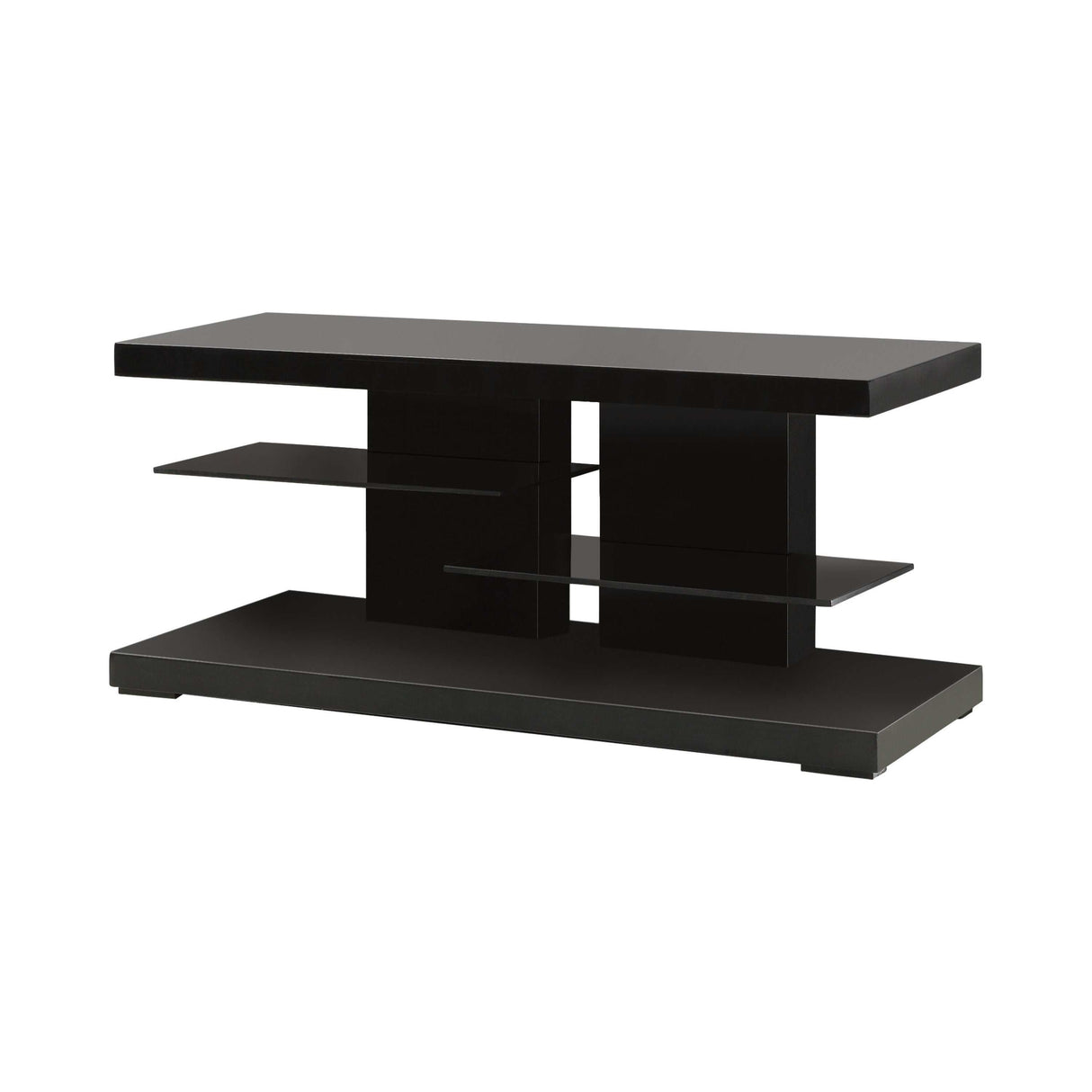 Janna Glossy Black 2 Shelf TV Console - Ornate Home