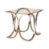 Tess Nickel And Clear Curved X Shaped End Table - Ornate Home