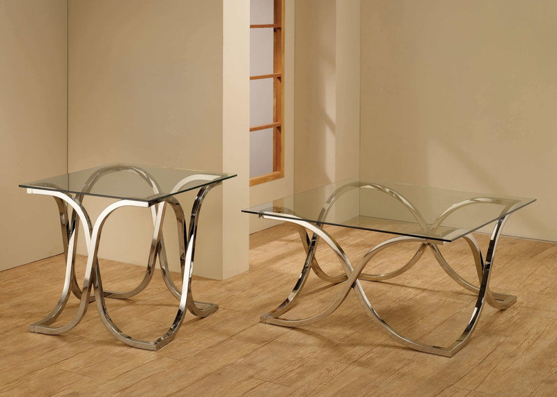 Tess Nickel And Clear Curved X Shaped End Table