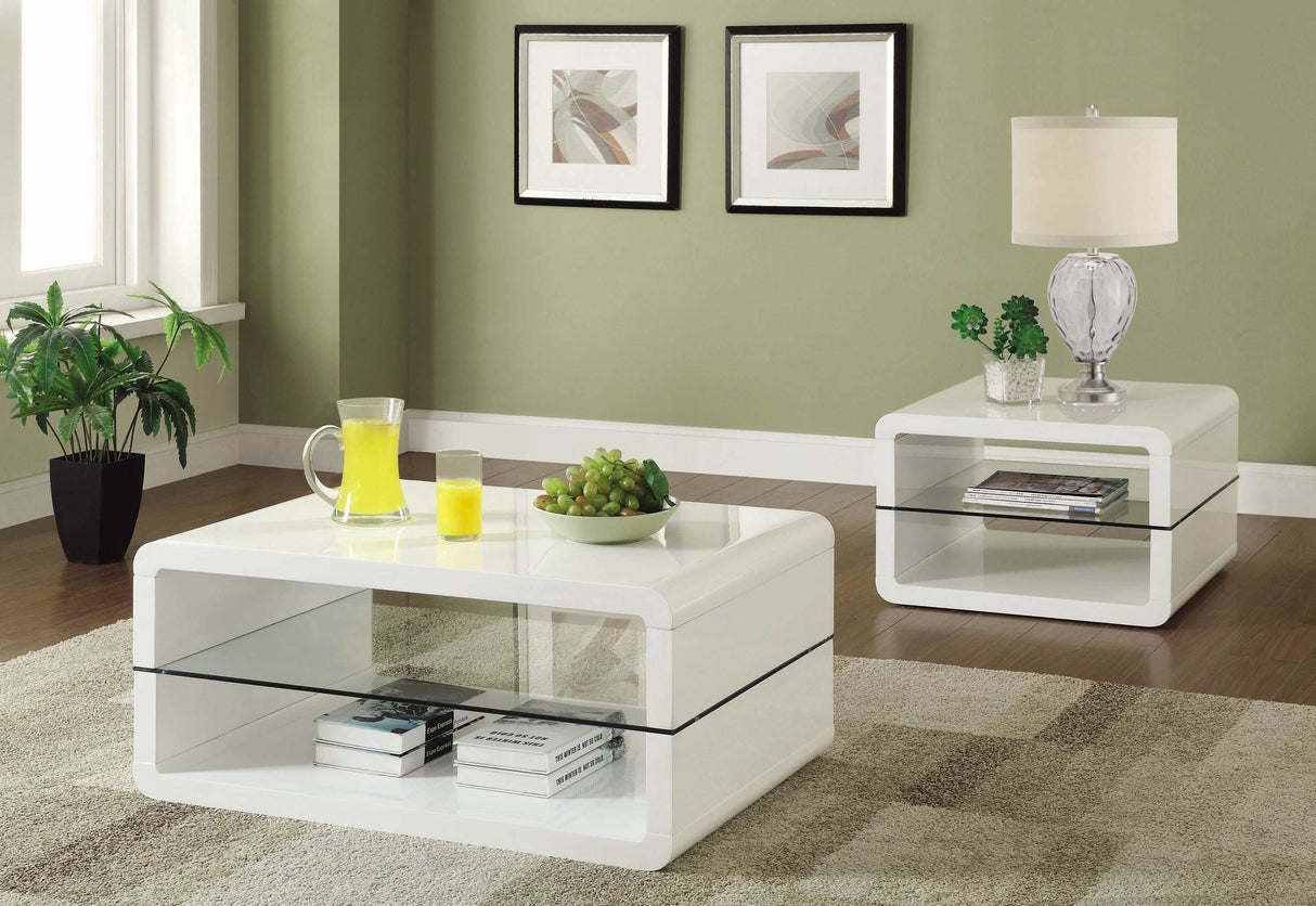 Darien Glossy White Coffee Table - Ornate Home