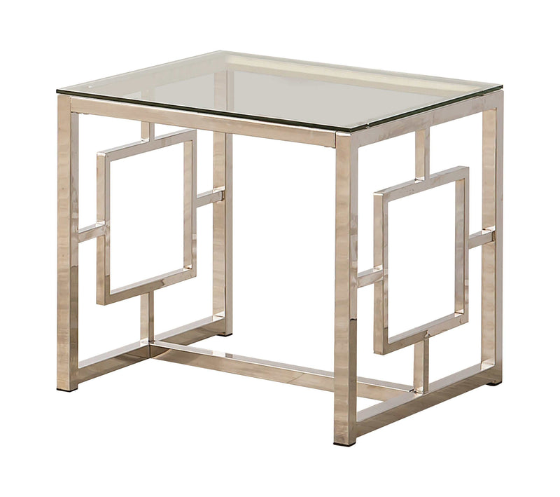 Fariha Nickel Glass Top End Table - Ornate Home