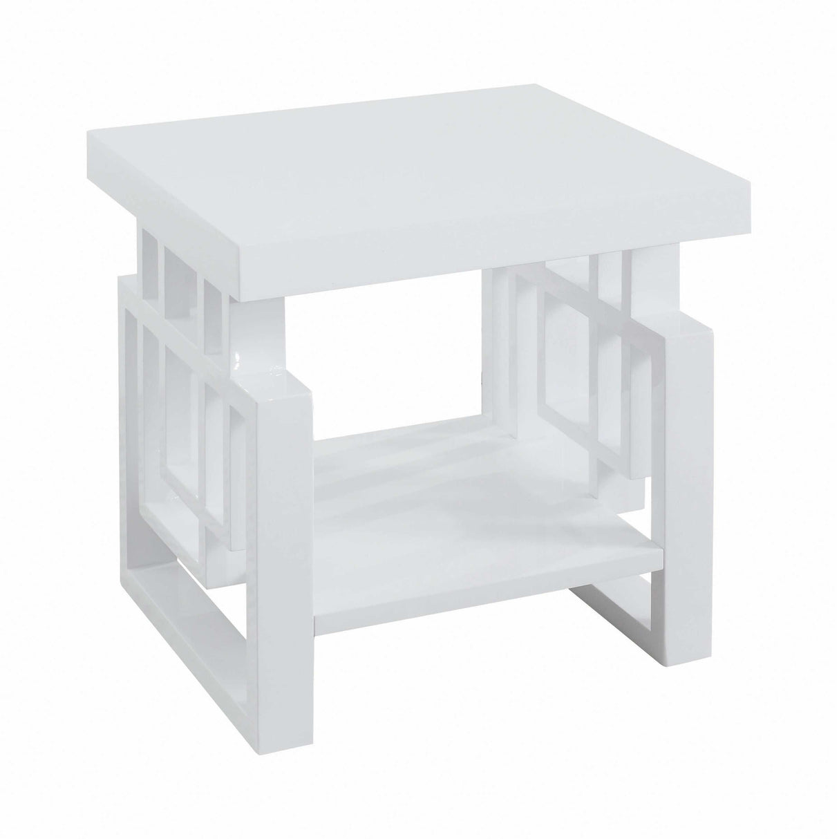 Schmitt High Glossy White End Table - Ornate Home