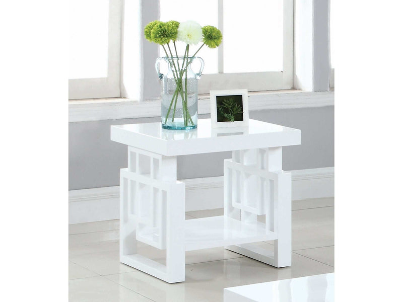 Schmitt High Glossy White End Table - Ornate Home