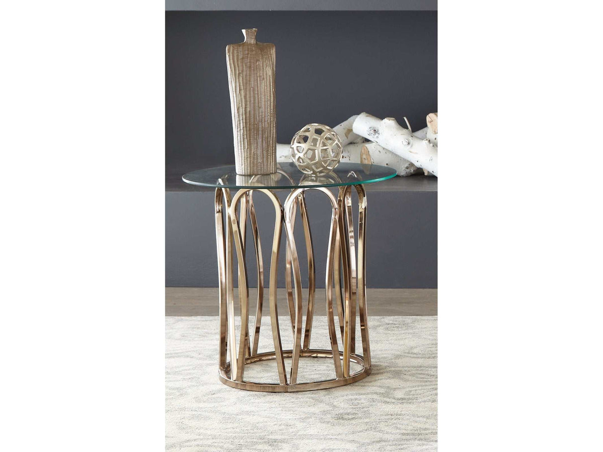 Koda Chrome & Clear Round End Table - Ornate Home