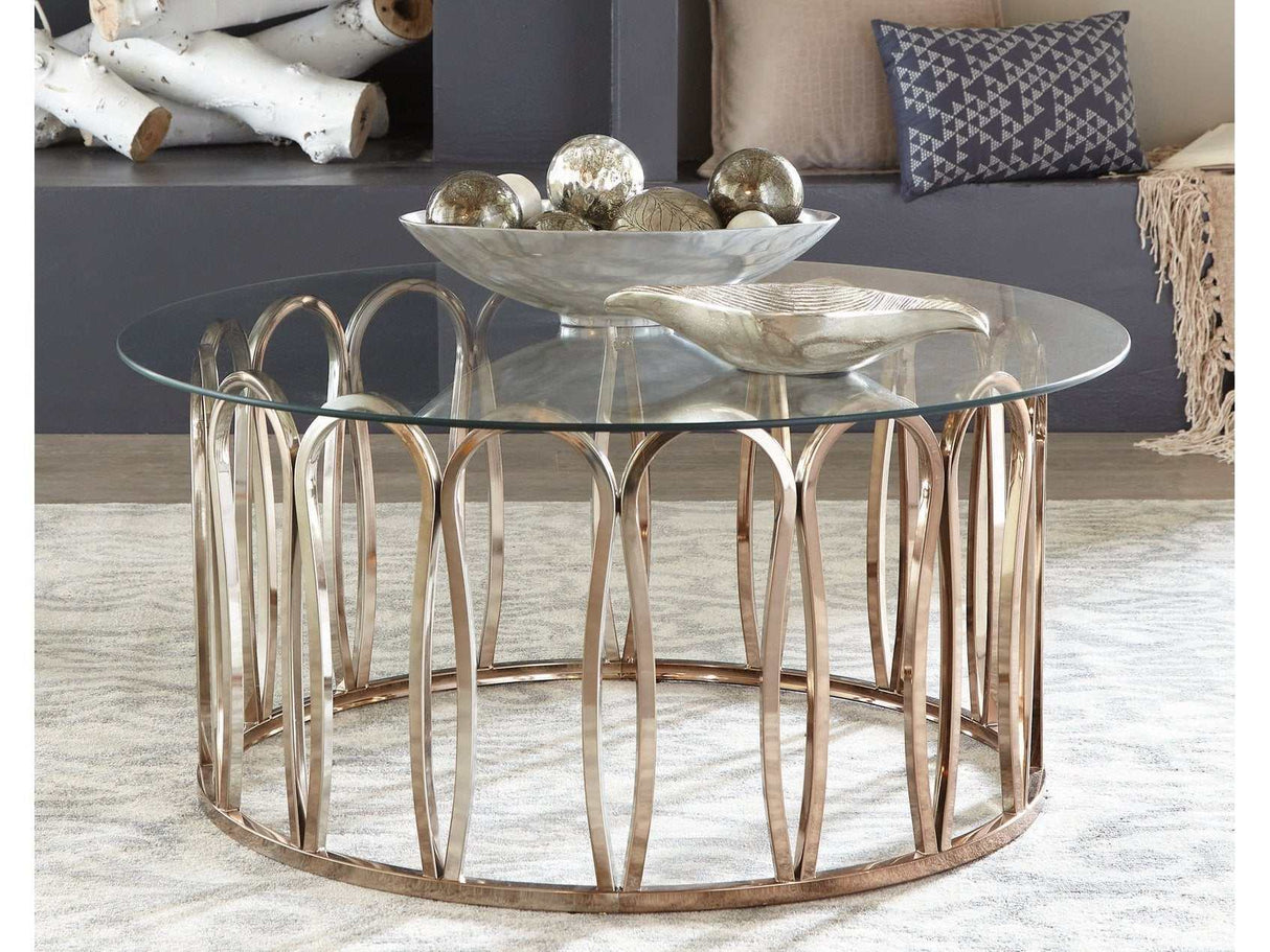 Koda Chrome & Clear Round Coffee Table - Ornate Home