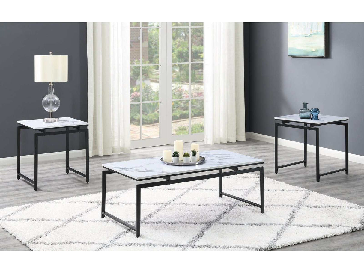 Spike White & Dark Gunmetal 3pc Coffee Table Set - Ornate Home