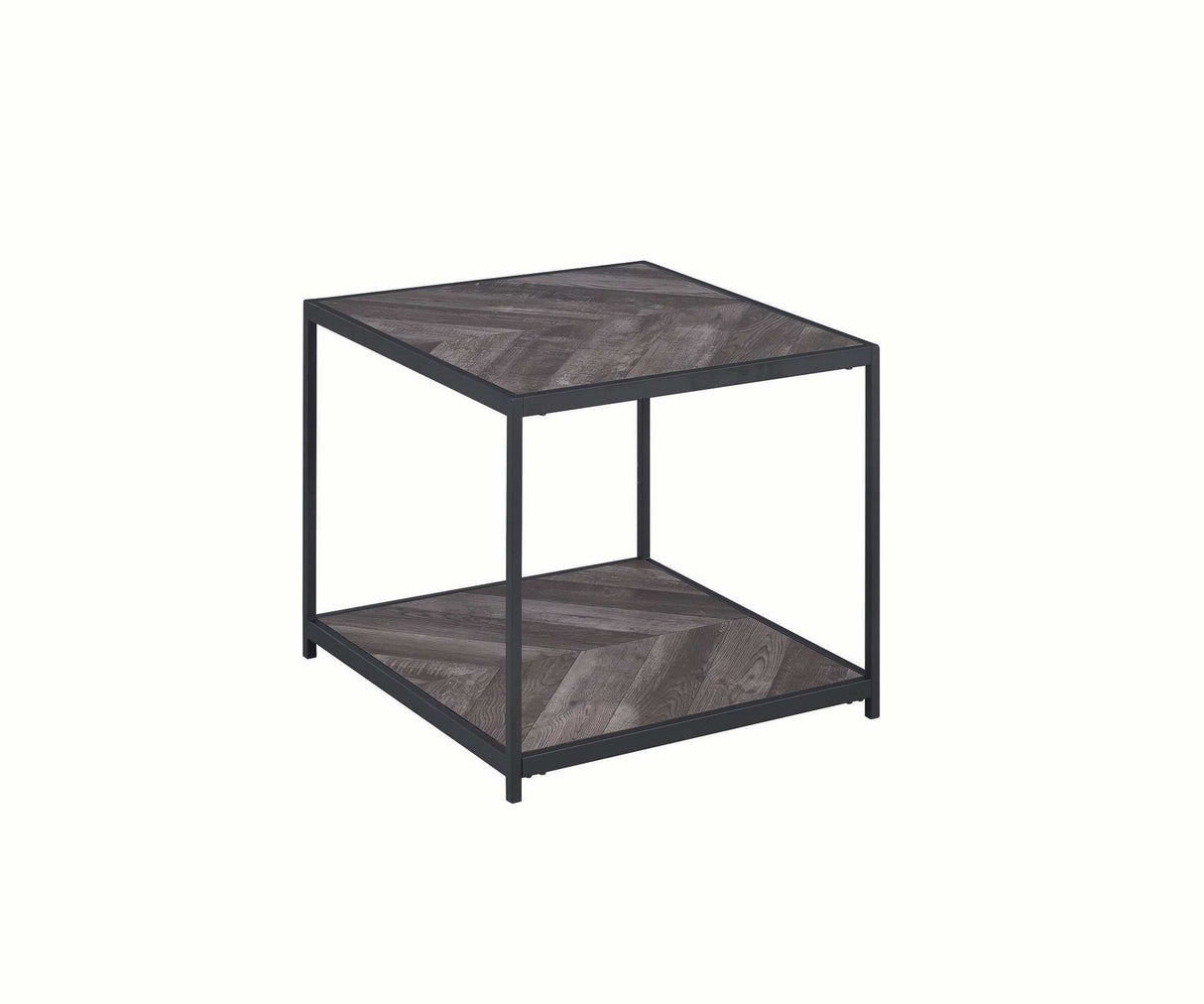 Meagan Rustic Grey Herringbone End Table - Ornate Home