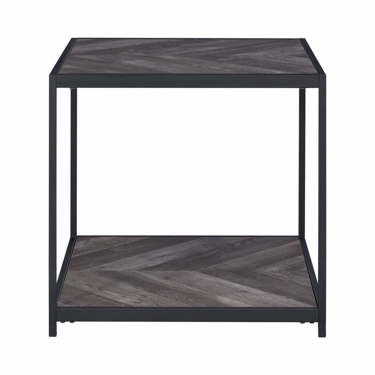 Meagan Rustic Grey Herringbone End Table - Ornate Home