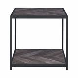 Meagan Rustic Grey Herringbone End Table - Ornate Home