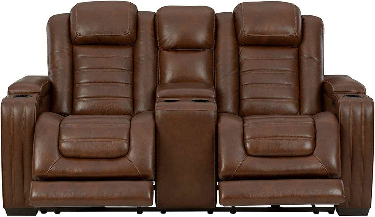 Backtrack Chocolate Power Reclining Sofa & Loveseat / 2pc Set - Ornate Home