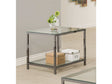 Ontario Black Nickel End Table w/ Glass Shelf - Ornate Home