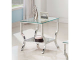 Benas Chrome End Table w/ Mirrored Shelf - Ornate Home