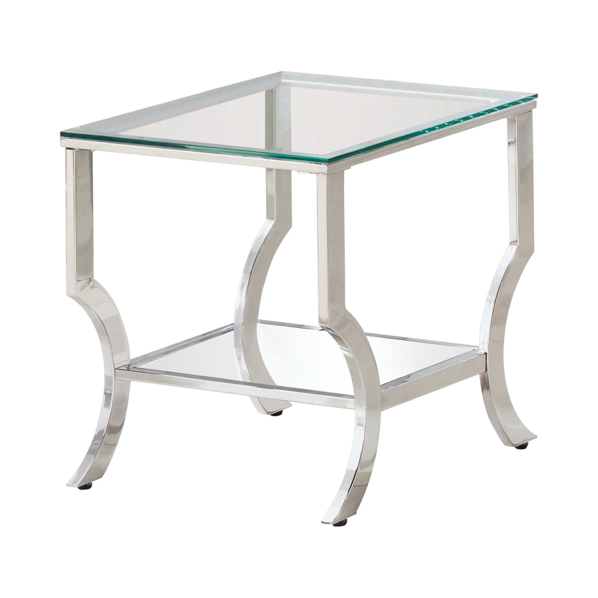 Benas Chrome End Table w/ Mirrored Shelf - Ornate Home