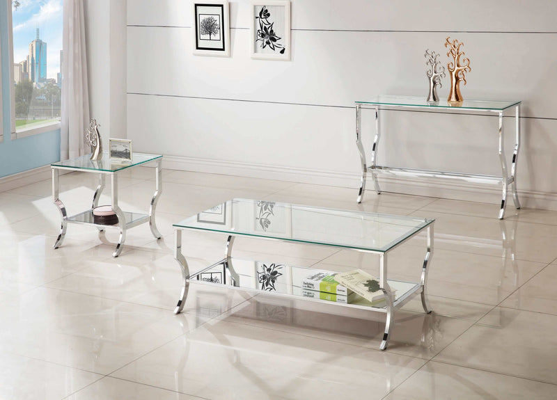 Benas - Chrome - End Table w/ Mirrored Shelf - Ornate Home