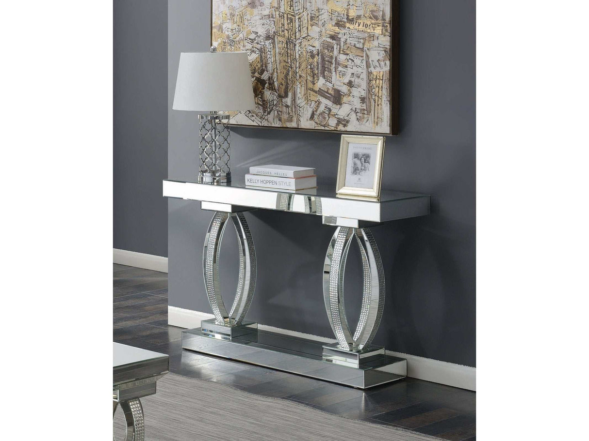 Amalia Clear Mirror Sofa Table w/ Shelf - Ornate Home