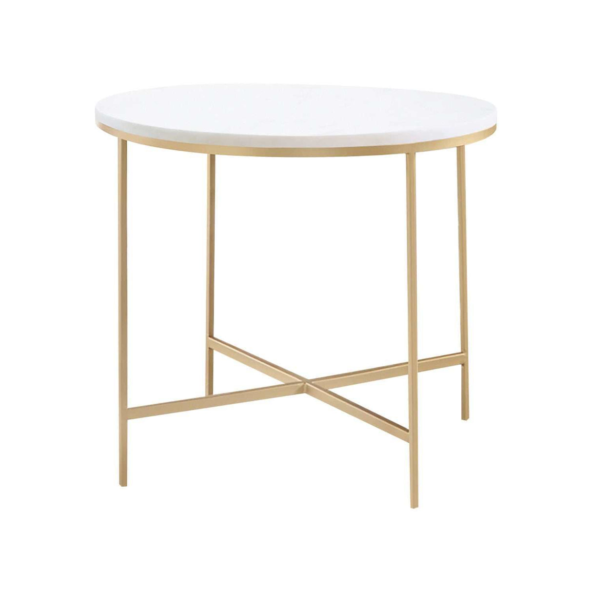 Kendorn White & Gold Round End Table - Ornate Home