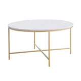 Kendorn White & Gold Round Coffee Table - Ornate Home