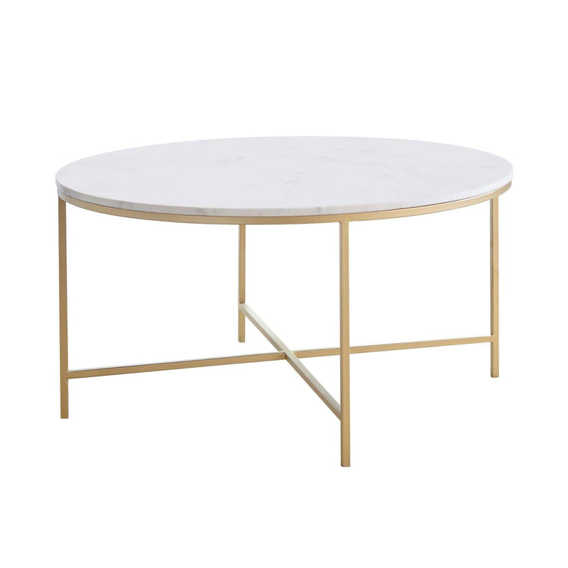 Kendorn - White & Gold - Round Coffee Table - Ornate Home