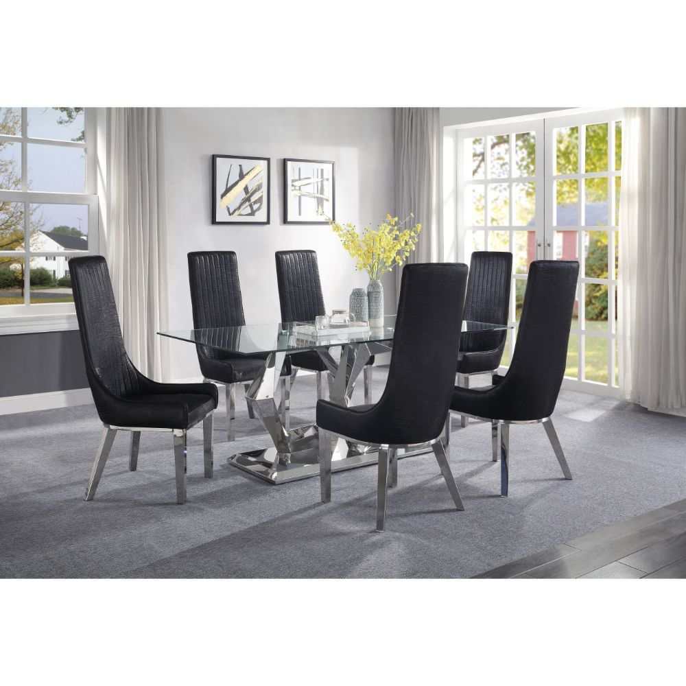 Gianna Clear Glass & Stainless Steel Dining Table - Ornate Home