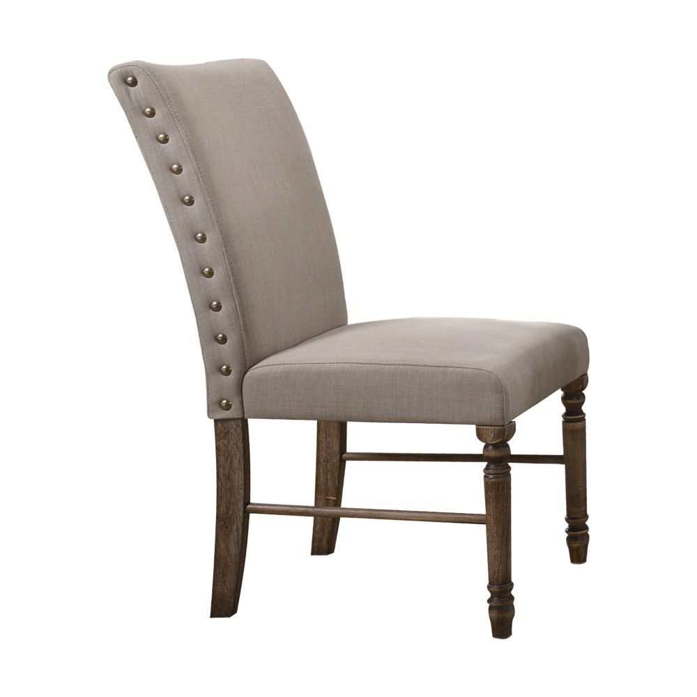 Leventis Cream Linen & Weathered Oak Side Chair (Set of 2) - Ornate Home