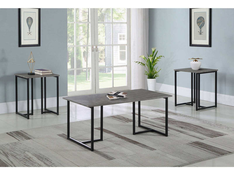 Hartsook Weathered Grey & Black 3pc Table Set - Ornate Home