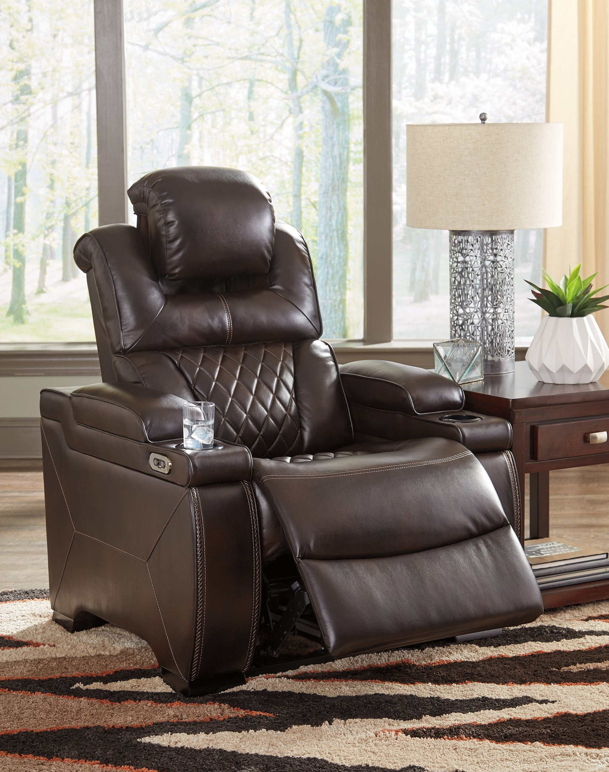 Warnerton Chocolate Power Recliner - Ornate Home